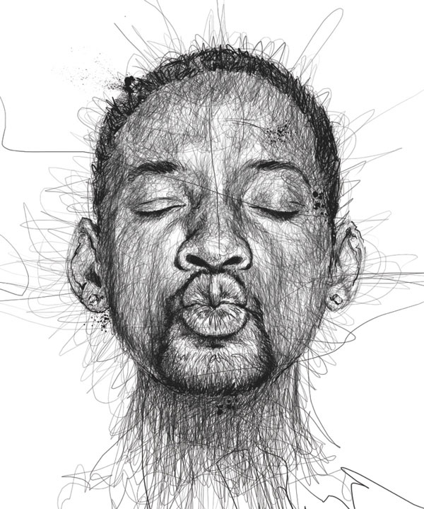 Portraits Made from Hundreds of Scribbled Lines
